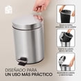 thumbnail image 3 of Bote de Basura Ninon INOX-5L de Acero Inoxidable con Pedal, Cierre Suave y Cubeta Desmontable 5 litros, 3 of 7