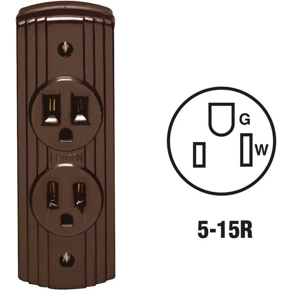 1PACK Leviton 15A Surface Mount Brown 5-15R Power Outlet