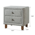 thumbnail image 6 of Grey Boucle Nightstand - 2 Drawer Bedside Table, Modern Minimalist Bedroom Furniture, Chic Upholstered Nightstand with Wooden Legs Grey + 2 Drawers + Bedroom + Rectangle + Drawers, 6 of 6