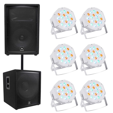 JBL JRX212 1000 Watt 12 2-Way DJ P/A Speaker+18 1400w Sub+6) Par Wash Lights