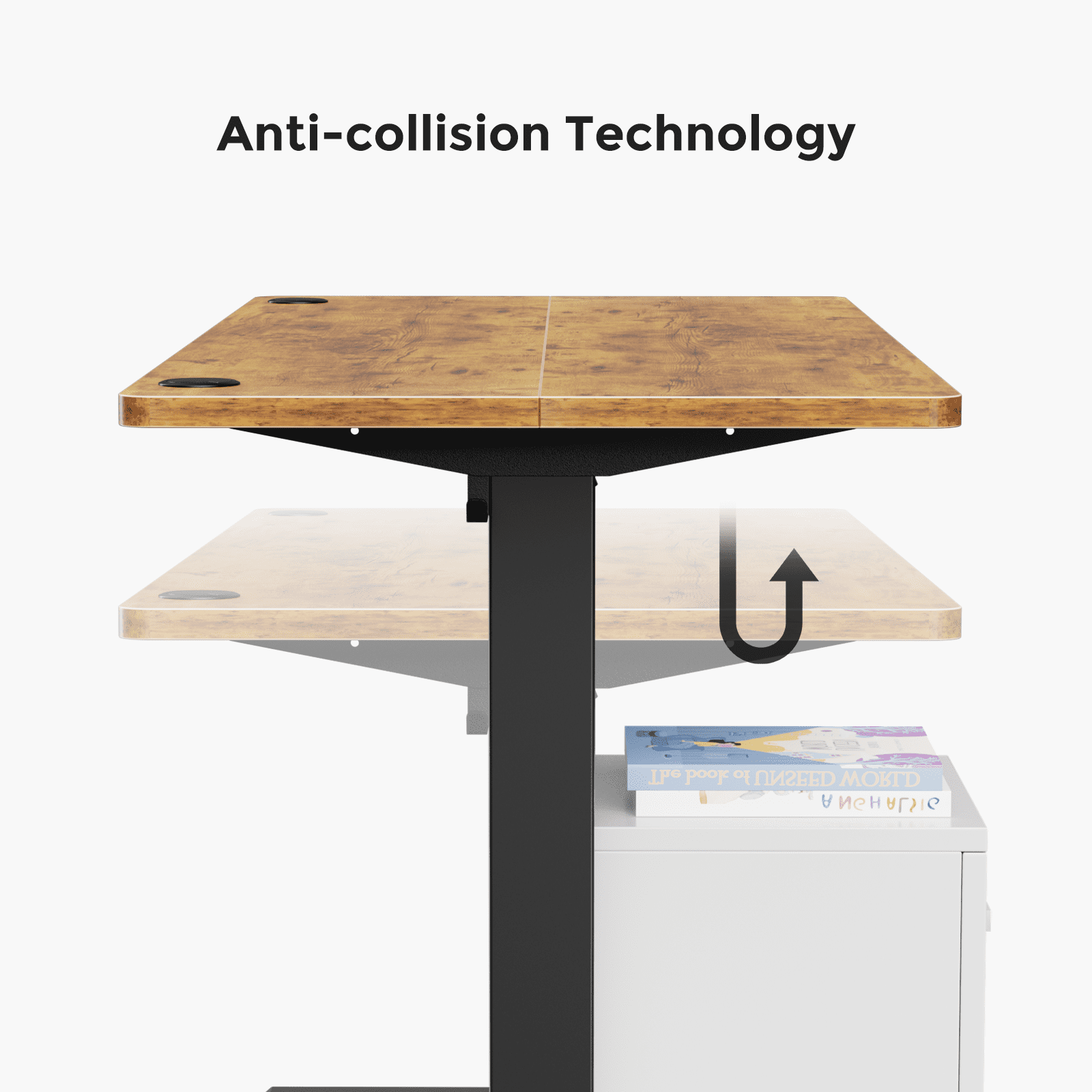 CHITOOMA 55" x 24" Electric Standing Desk with Storage Bag, Adjustable Height Sit to Stand Desk with 4 Memory Pre-Set, Headphone Hook for Home Office, Rustic Brown
