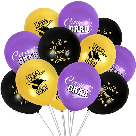 Purple Graduation Balloon Bouquet 24 Pack - Purple Graduation Party Supplies