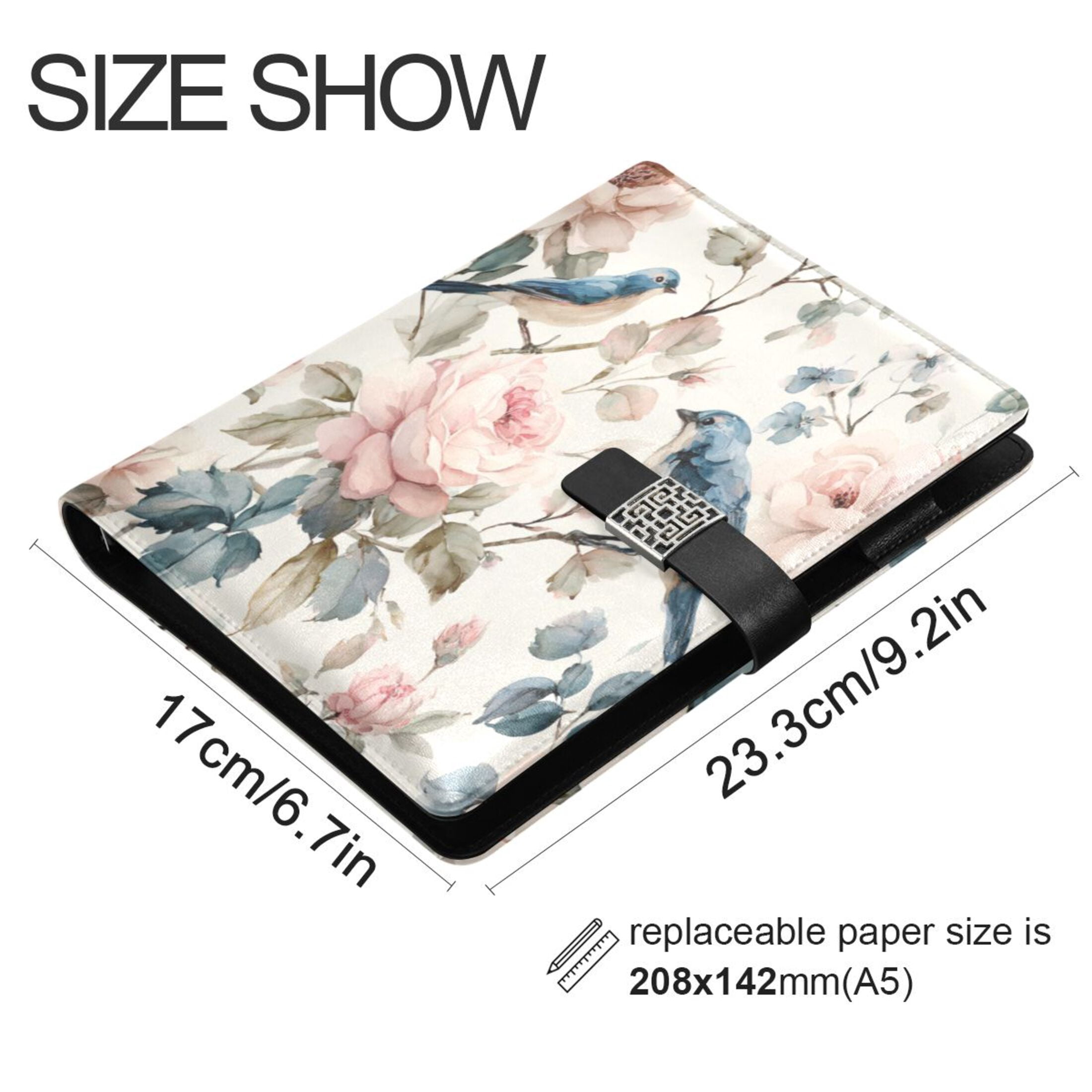 Leather Planner Leather Notebook Notebook Journal Binder Design Pen Pocket Design Convenient for Storage Beautiful Blue Birds