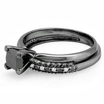 Dazzlingrock Collection 1.45 Carat (ctw) Black Rhodium Plated 10K Black & White Diamond Ring Set 1 1/2 CT, White Gold, Size 8.5
