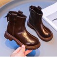 thumbnail image 5 of Generic Clearance Shoes Kids Fashion Autumn Winter Children Boots for Boys Girls Flat Soles Thick Soles Non Slip Back Zipper Warm Solid Color Casual Comfortable Shoe ﻿(9-9.5 Years,Brown), 5 of 9