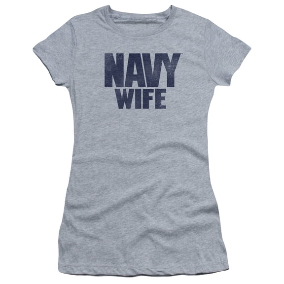 Navy - Wife - Juniors Teen Girls Cap Sleeve Shirt - Large