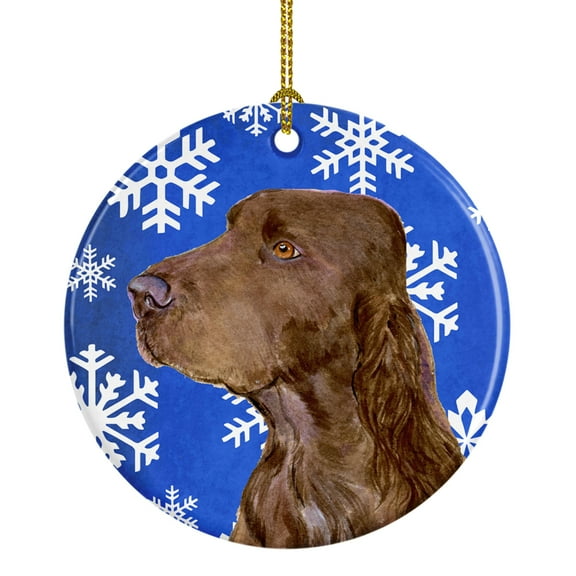 Carolines Treasures SS4663-CO1 Field Spaniel Winter Snowflakes Holiday Christmas Ceramic Ornament, Multicolor