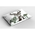thumbnail image 2 of Ambesonne Antlers Pillow Sham 2 Pack, Village Mountain Fall, 26"x20", Chocolate Green White, 2 of 3