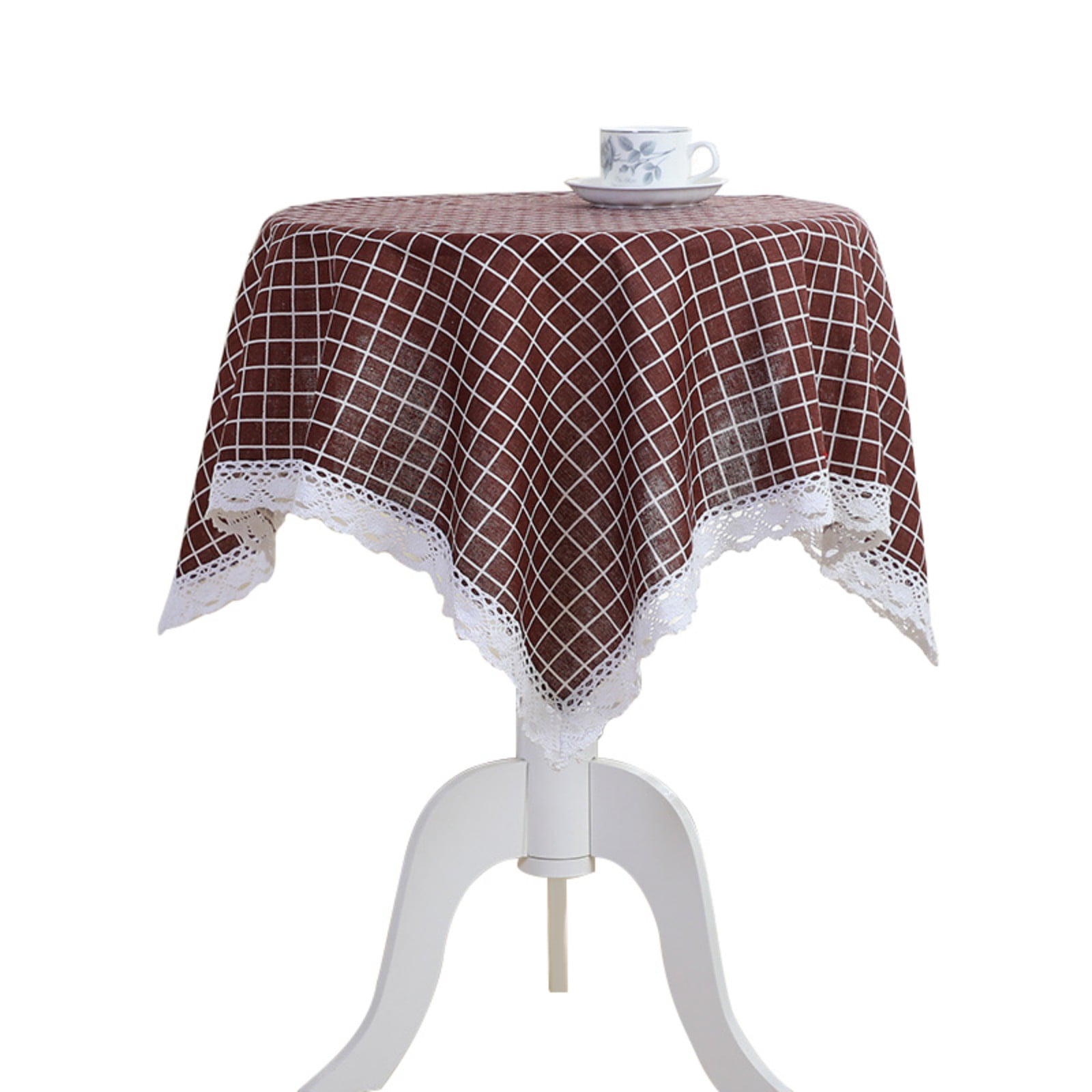 Round Small Table Cloth Plaid Macrame Lace Tablecloth for Round