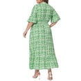 thumbnail image 3 of DARING DIVA Plus Size Bell Sleeve Ruffled Hem Boho A Line Long Dress 4X Green, 3 of 6