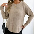 thumbnail image 6 of Fanxing Fall Pullover Sweaters for Women Oversized Crew Neck Knitted Tops Casual Dressy Long Sleeve Loose Jumper Travel Outtfits Beige L, 6 of 9