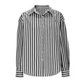 thumbnail image 6 of Sevevn Striped Button Down Shirts For Women Dress Shirts Long Sleeve Casual Collared Office Work Shirt With Pocket Gift for Girls Black L, 6 of 8