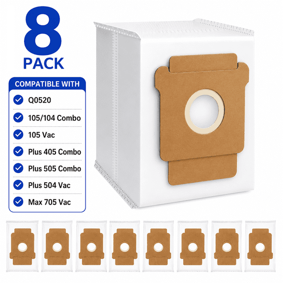 DAEX 8 Pack Vacuum Bags for Roomba 105 Vac,Compatible with 105 Combo/Plus 405 Combo/Plus 505 Combo/Max 705 Vac/205 Vac/Plus 504 Vac,Dust Bags Replacement Parts