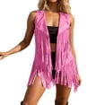 thumbnail image 5 of NordicNest Womens Fringe Vest Coat, 70s Hippie Cowgirl Sleeveless Cardigan Western Suede Leather Mardi Gras Tassel Outerwear, 5 of 5