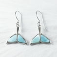 thumbnail image 3 of Unique Hawaiian Genuine Larimar Whale Tail Earring and Necklace, Sterling Silver Larimar Whale Tail Pendant, N9325S2 Birthday Wife Mom Gift, 3 of 3