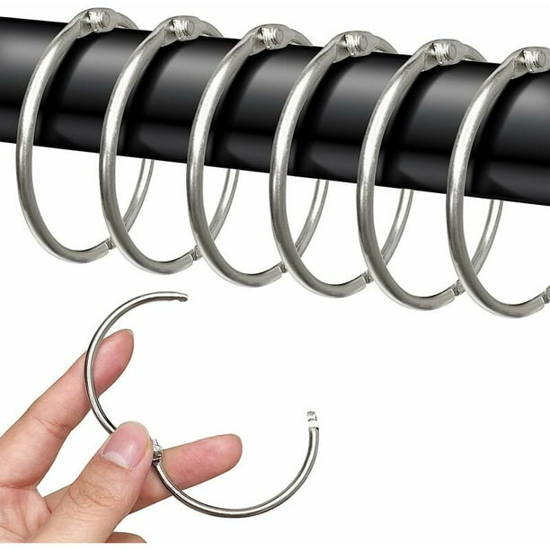 Juego de 40 anillas de cortina para abrir. Anillas de cortina de 50 mm. anillos de cortina pinzas para cortinas de baño. clips de metal para cortinas y barras de cortina (plata)