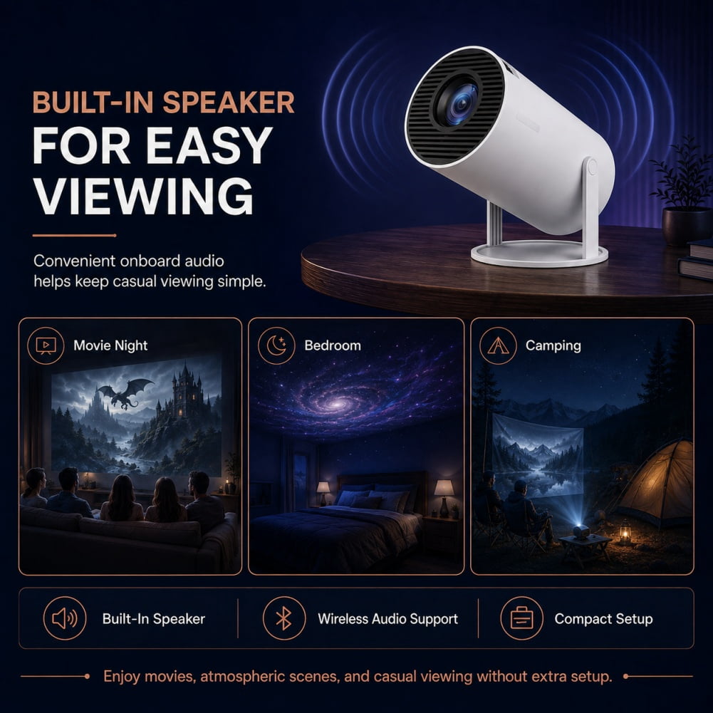 Panefright Halloween Window Projector, Integrated 4K‑Compatible Audio Speaker, 180‑Degree Pivot‑Adjustable Structure,Atmosphere Display, Perfect for Eerie Home Decoration and Holiday‑Focused Parties