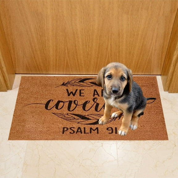 Shiogb Clearance Are Door Mats Outside Doormat Welcome Mats 91 We Psalms Home Decor, We Are Covered Psalms 91 Religious Doormat 11.8X7.9X0.4 Inches, 1Pc Door Mat