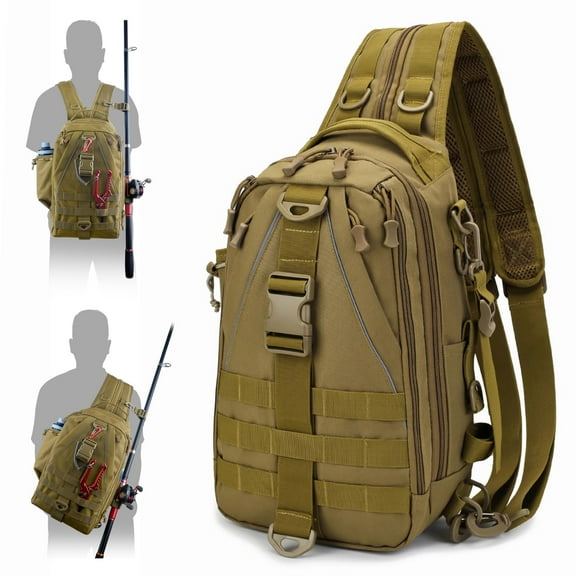 Fishing Tackle Backpack with Rod & Gear Holder Fishing Tackle Bag Waterproof Outdoor Shoulder Bag Gift for Men
