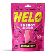 HELO Energy Gummies, Strawberry (30CT) - 50mg of Caffeine per Gummy, Alpha GPC, Lion's Mane, Ashwagandha, Cordyceps, Electrolytes, Vitamin B12