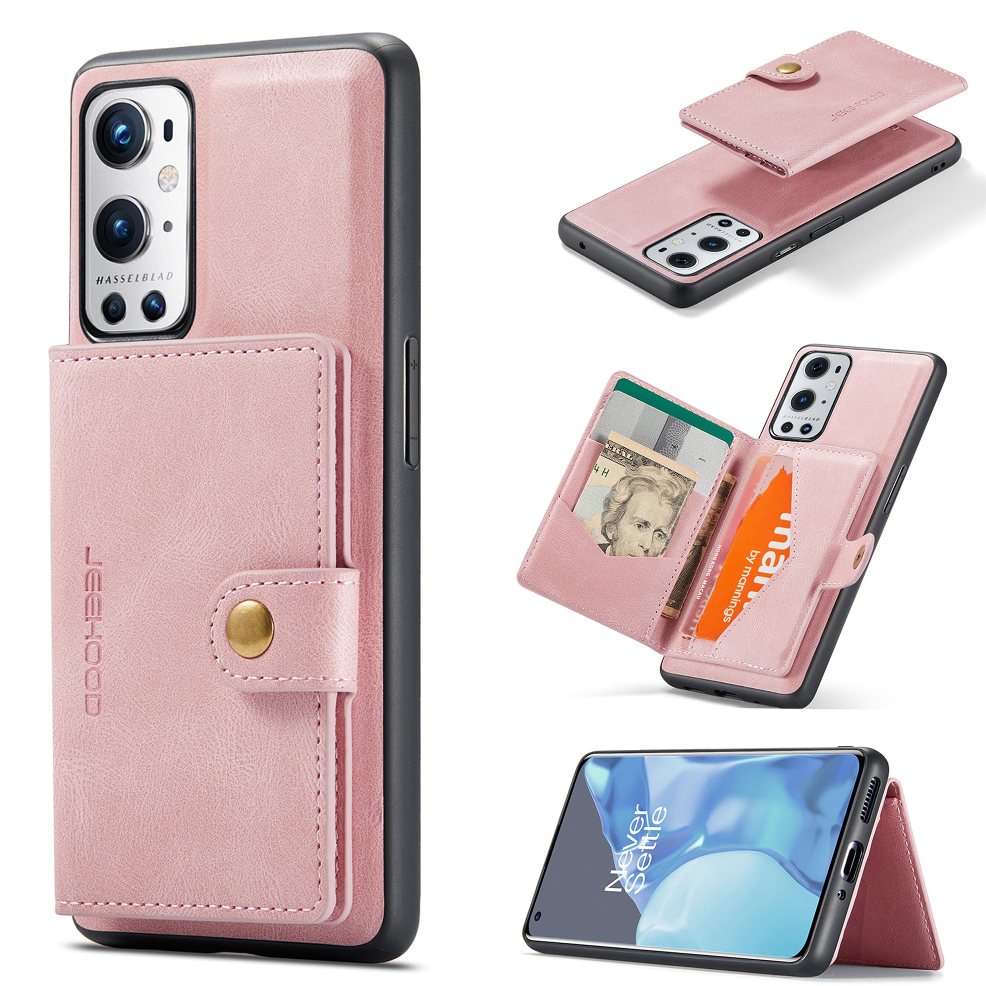 Oneplus 9 Pro Wallet Case Dteck Magnetic Detachable Credit Card Holder Pocket Wallet Phone Cover For Oneplus 9 Pro Pink Walmart Com