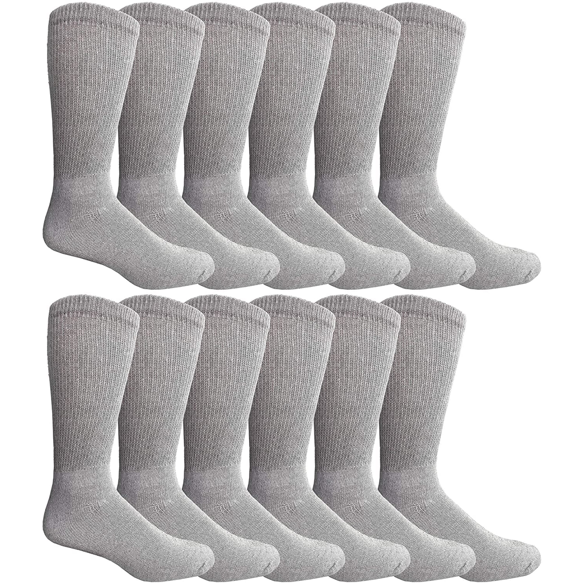 Yacht & Smith Loose Fit Non-Binding Soft Cotton Diabetic Crew and Ankle Socks, Bulk Value Pack
