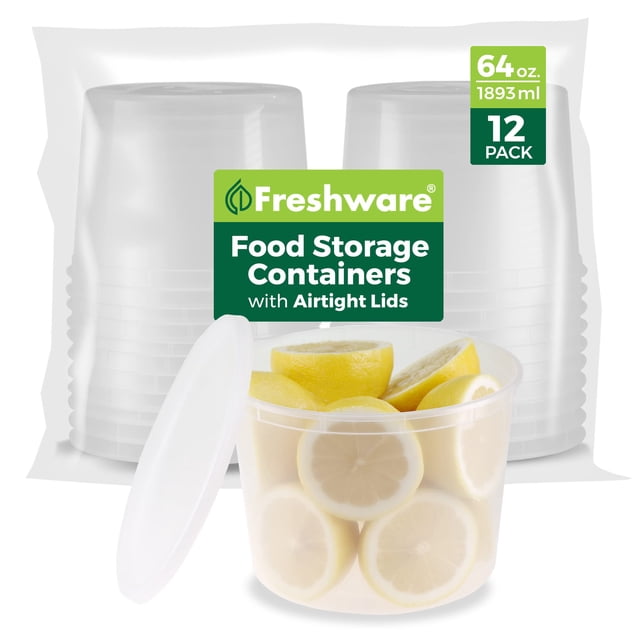 Freshware Contenedores de plástico Deli, 64 onzas, 64 onzas, 12 unidades