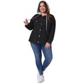 thumbnail image 3 of DARING DIVA Women's Plus Size Drawstring Detachable Hoodie Denim Jacket 3X Black, 3 of 6