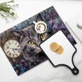 thumbnail image 4 of BaHomeck placemats Set of 4 rectangle Linen Cotton Placemats for Dining Table Washable Heat Resistant,18*12inch,Gray Cat With Yellow Eyes And Purple Flowers In The Background, 4 of 4