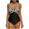 thumbnail image 1 of Traje de baño de una pieza para mujer, conjunto de bikini para mujer, traje de baño de bikini de poliéster con tirante para el cuello y cintura alta, traje de baño de poliéster para mujer, 1 of 3