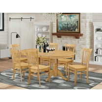 East West Furniture VAGR7-OAK-W Dining Kitchen Dinette Table & 6 Chairs, Oak