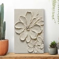 thumbnail image 2 of White Textured Flower Canvas Wall Art, Neutral Floral Abstract Print, Modern Minimalist Flower Artwork, Black and White Botanical Wall Decor for Living Room Bedroom, 2 of 7