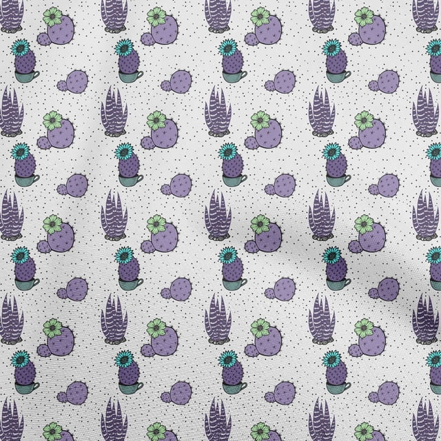 oneOone Tissu Georgette Viscose Violet Tissu de Robe Cactus Tissu Imprimé au Mètre 42 Pouces de Large