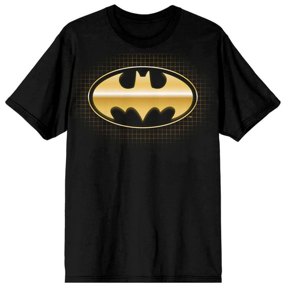 Batman Metallic Gold Logo Men's Black T-shirt-Medium