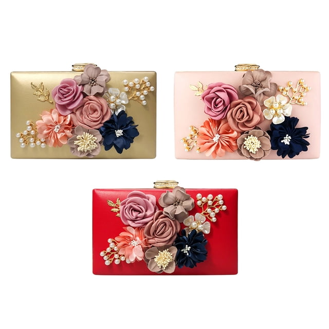 Bolso para vestido de noche de mujer, bolso para vestido de noche de boda con flores, bolso con flores para novia