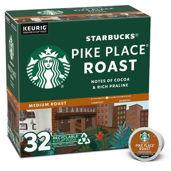 Starbucks Pike Place Roast, Medium Roast Keurig K-Cup Coffee Pods, 32 Count