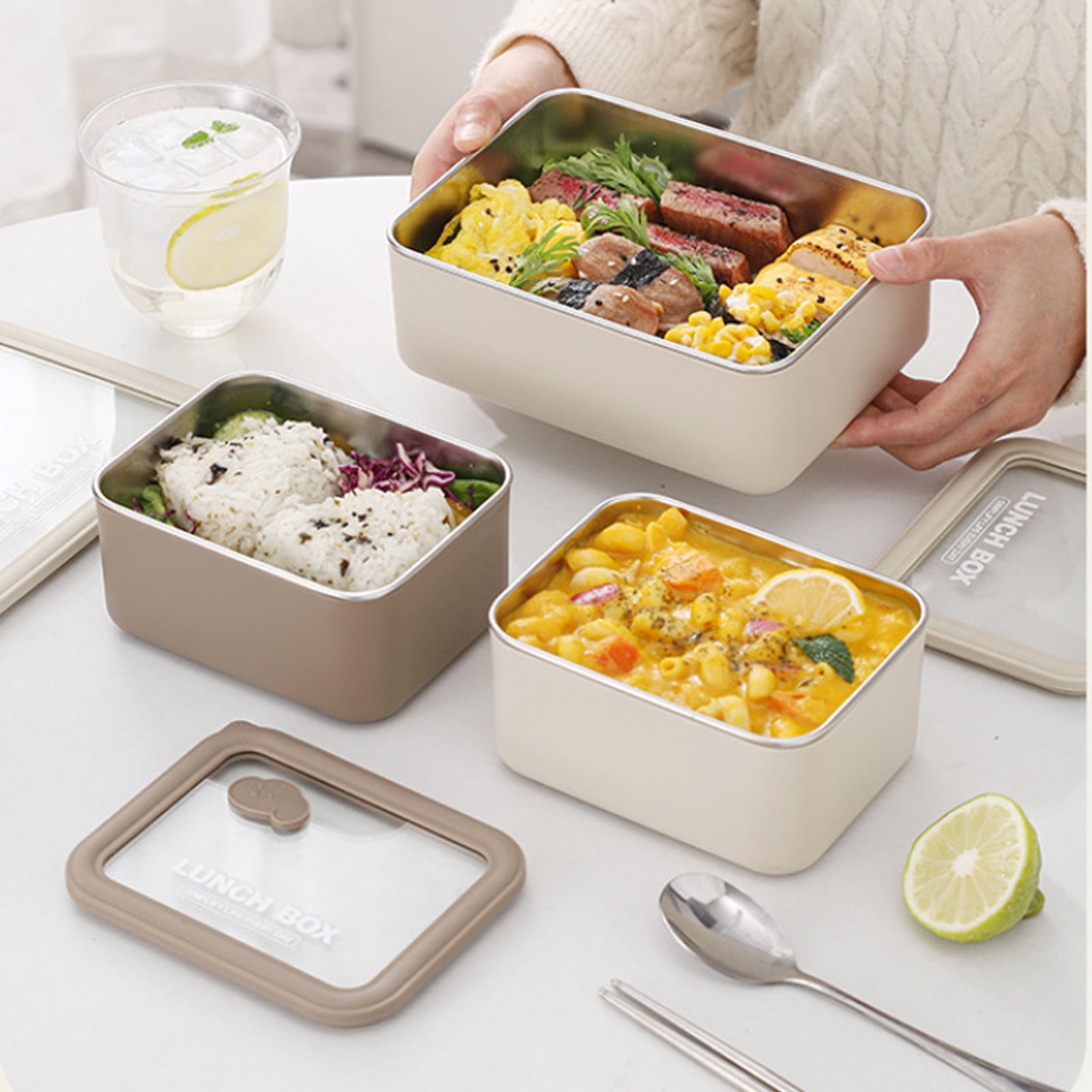 Riousery Stainless Steel Reusable Lunch Boxes