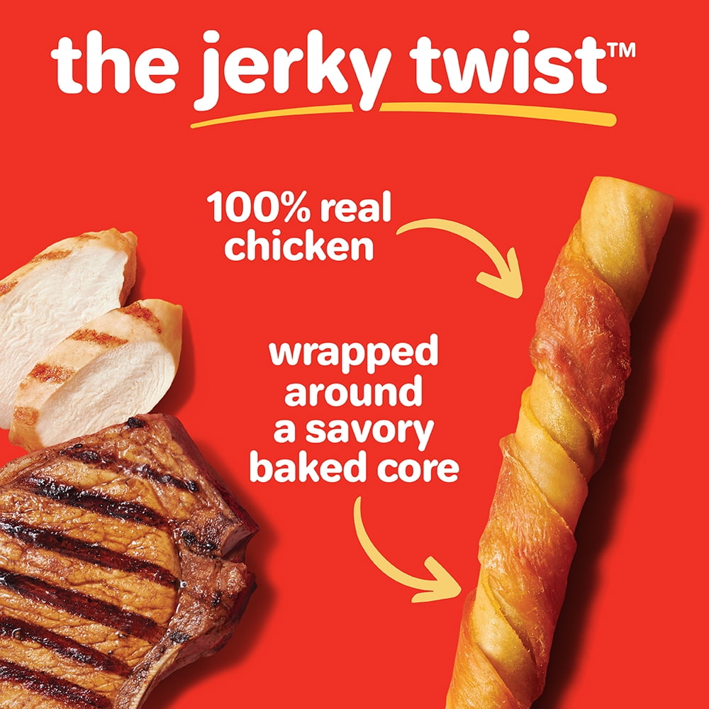 (4 pack) Hartz Oinkies Jerky Twists Chicken Wrapped Smoked Pig Skin Twists Dog Treats, Stick Treat (16 Count)