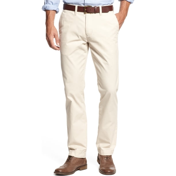 Tommy Hilfiger Mens Custom Casual Chino Pantalones, Beige, 34W x 30L
