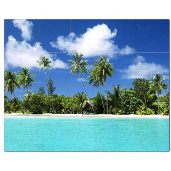 Beach Picture Ceramic Tile Mural Kitchen Backsplash Bathroom Shower, 404049-L54
