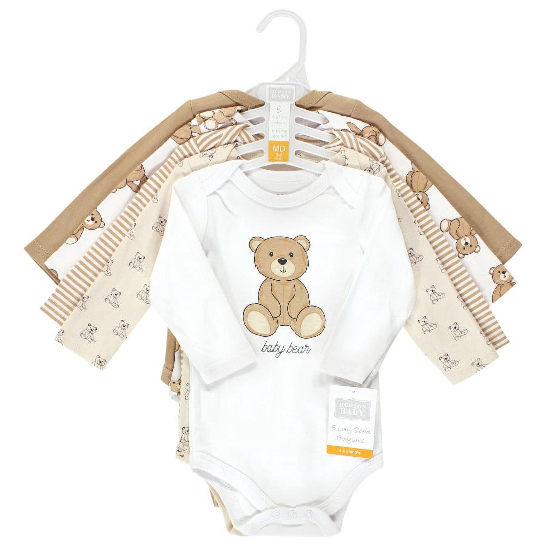 Hudson Baby Cotton Long-Sleeve Bodysuits, 5-Pack, Newborn- 24 Months