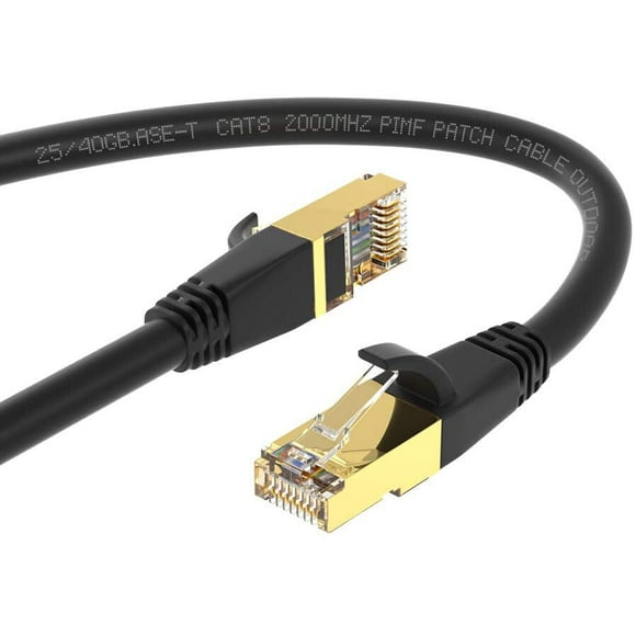 Câble Ethernet, Cat8 15FT (4.6Meters) 2-Pack Câble de Brassage Ethernet, 26AWG Câble Blindé RJ45, 40Gbps 2000Mhz Internet