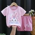 thumbnail image 3 of KPOPLK Children's Short Sleeved Suits Pure Cotton Boys' Clothes Girls' T Shirts Baby Summer Clothes baby boy shorts 12 18 months summer(5-6 Years,Pink), 3 of 3