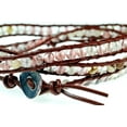 thumbnail image 2 of 26" Pink Clear Quartz Gemstone on Genuine Brown Leather Wrap Bracelet, 2 of 4