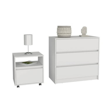 CoSoTower 2 Piece Bedroom Set, Nightstand   Dresser, White