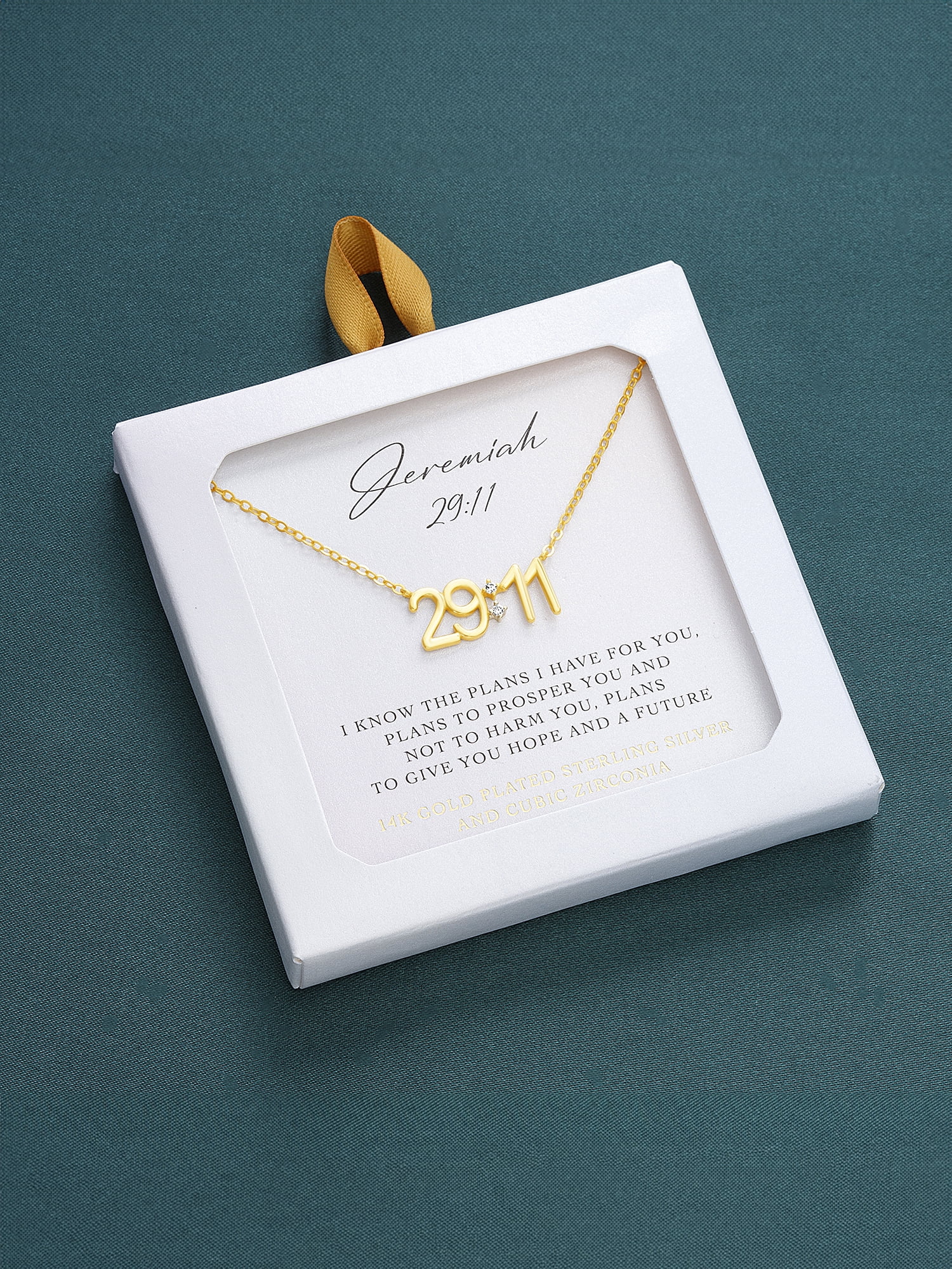 Brilliance Fine Jewelry Sterling Silver 14K Gold-Plated Bible Verse Jeremiah 29:11 16"+2" Necklace