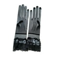 thumbnail image 4 of Guantes cortos de encaje para mujer, para boda, fiesta de té, disfraz, graduación, cena, novia Negro, 4 of 9