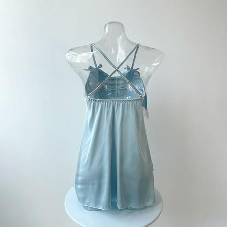 

NECHOLOGY Submissive Lingerie for Women Lingerie For Women Lace Bow Ruffle Sling Nightdress Panties Daddy Shirt Underwear Blue Medium