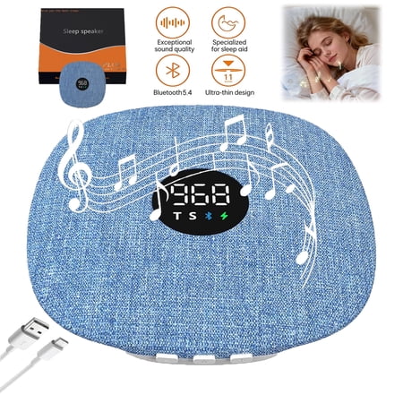 LC-dolida Under Pillow Speaker for Sleeping,Bone Conduction Bluetooth Pillow Speaker with Timer LED Display,Support TF Card Dual Audio Playback Stereo Sound Sleep Aid for Side Sleepers,Insomnia(Blue)