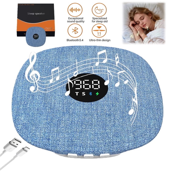 LC-dolida Under Pillow Speaker for Sleeping,Bone Conduction Bluetooth Pillow Speaker with Timer LED Display,Support TF Card Dual Audio Playback Stereo Sound Sleep Aid for Side Sleepers,Insomnia(Blue)